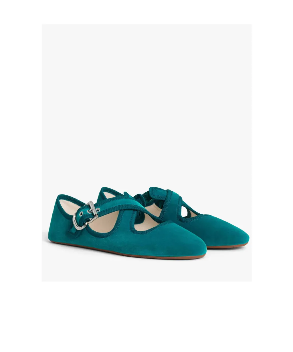 Criss Cross Ballet Flats In Velvet