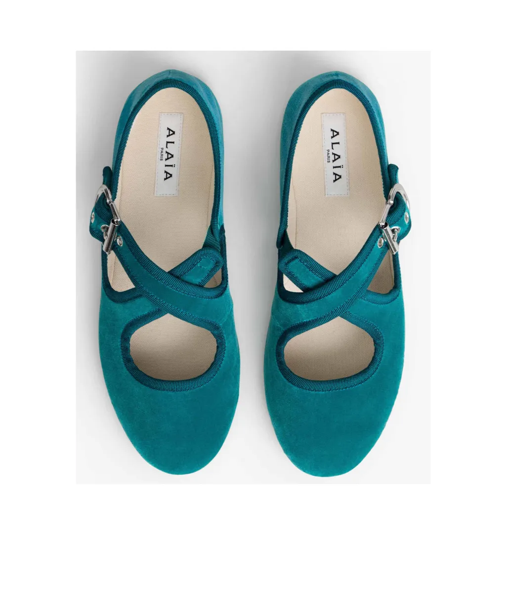 Criss Cross Ballet Flats In Velvet