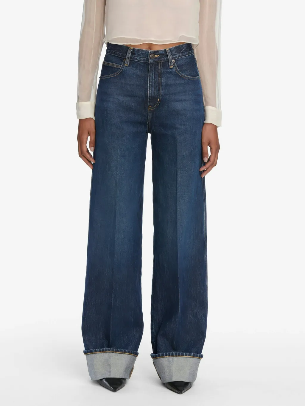 Frame Jeans The Cuffed Wide Leg Jeans