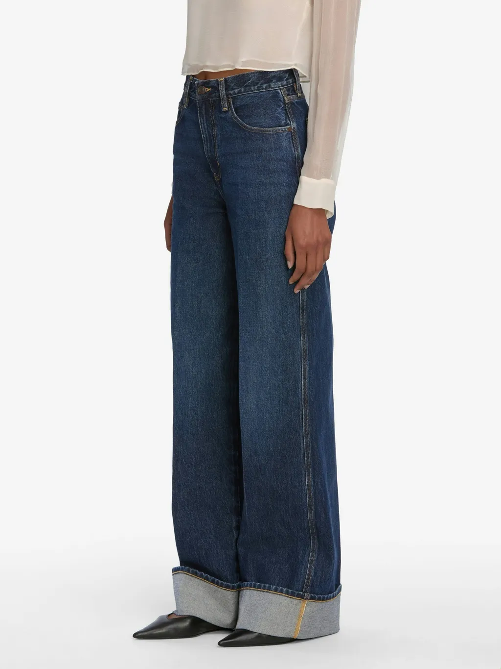 Frame Jeans The Cuffed Wide Leg Jeans