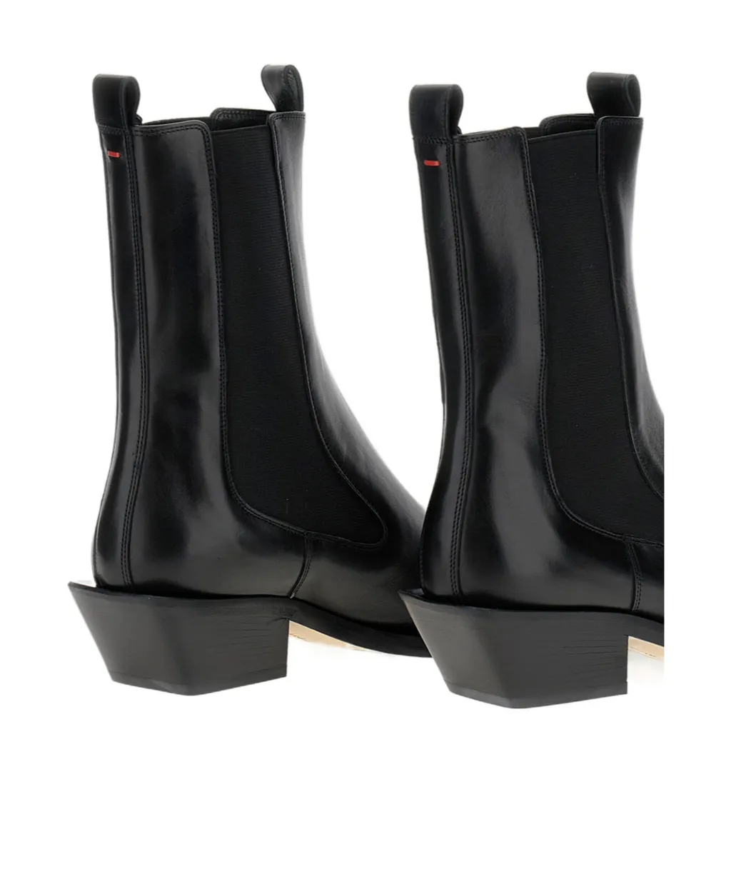 Leather Pointed-Toe Boots