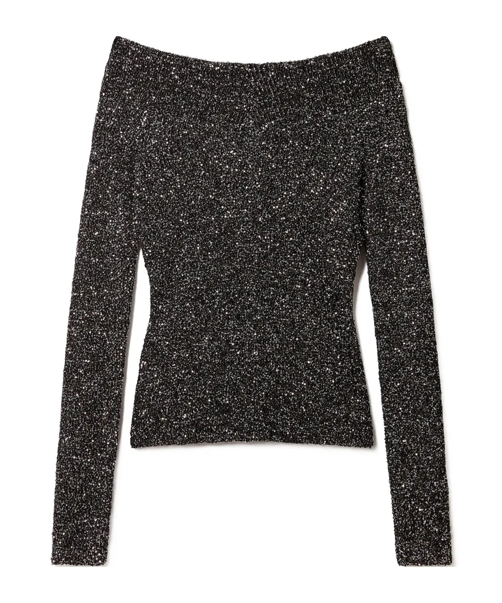 Stella Mccartney Sequin Off-Shoulder Jumper