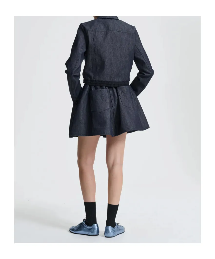 Banks Drawstring-Sleeve Denim Jacket