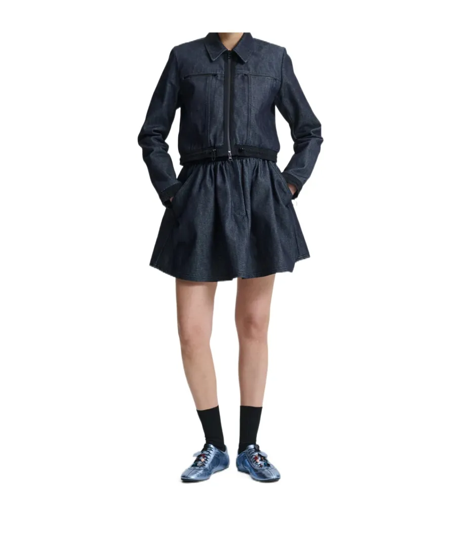 Banks Drawstring-Sleeve Denim Jacket