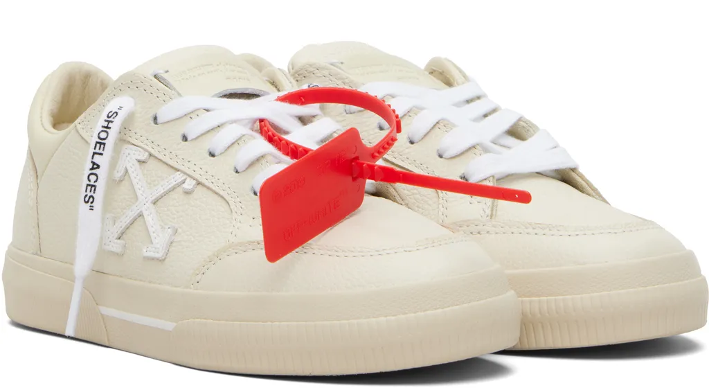 Off-White Round Toe Lace-Up Sneakers