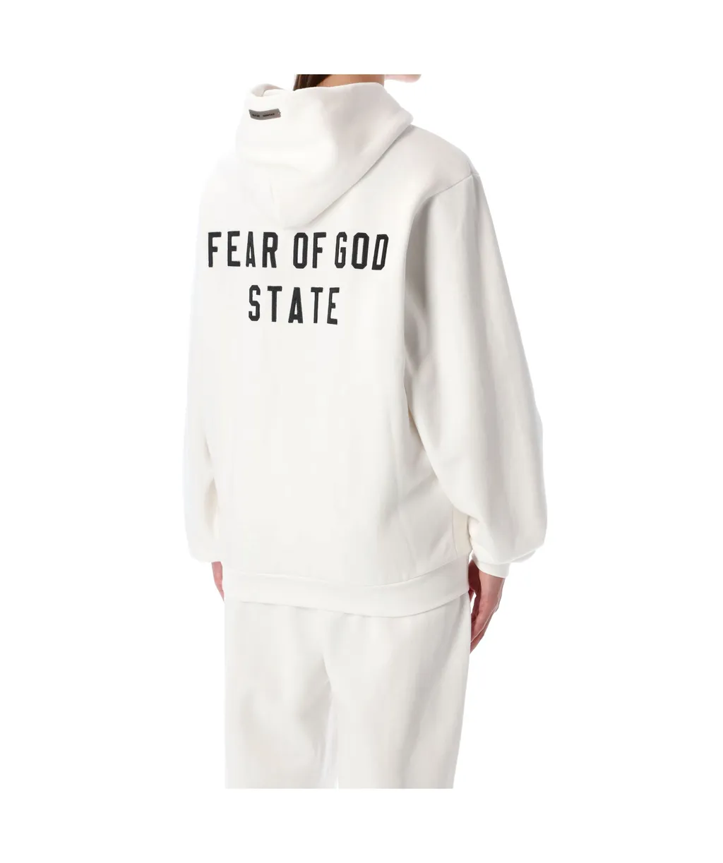 Fear Of God Essentials Logo Printed Zipped Hoodie