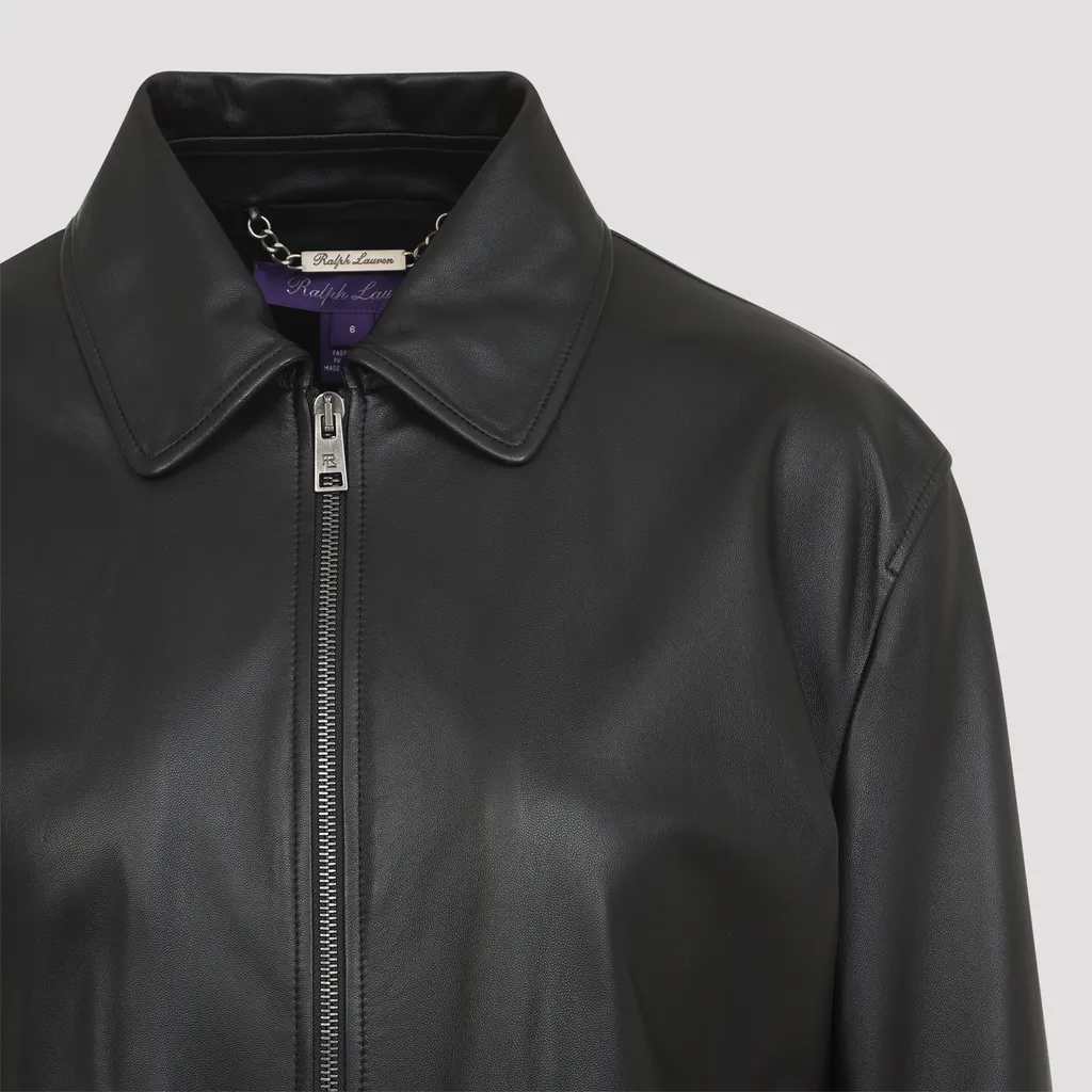 Ralph Lauren Collection Zip-Up Leather Bomber Jacket