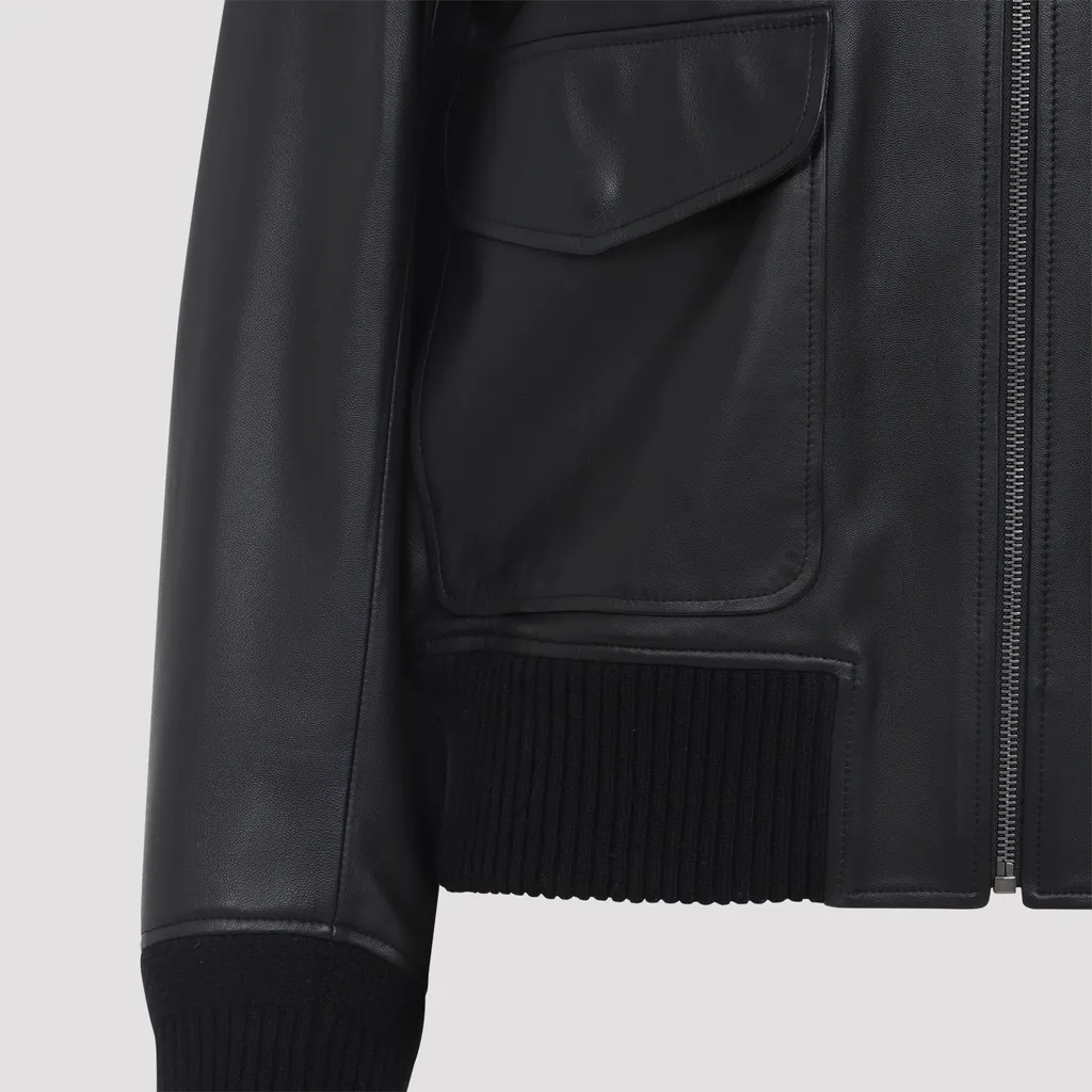 Ralph Lauren Collection Zip-Up Leather Bomber Jacket