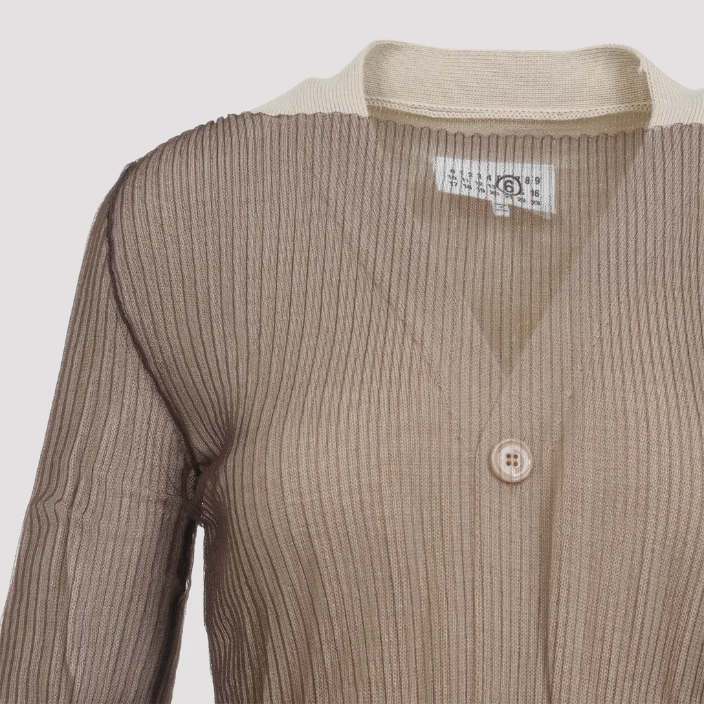 Mm6 Maison Margiela Ribbed V-Neck Cardigan Dress