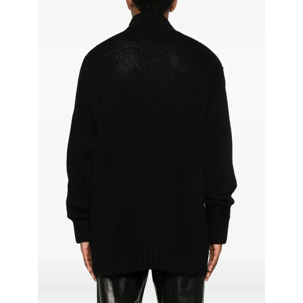 High-Neck Lattice-Insert Sweater