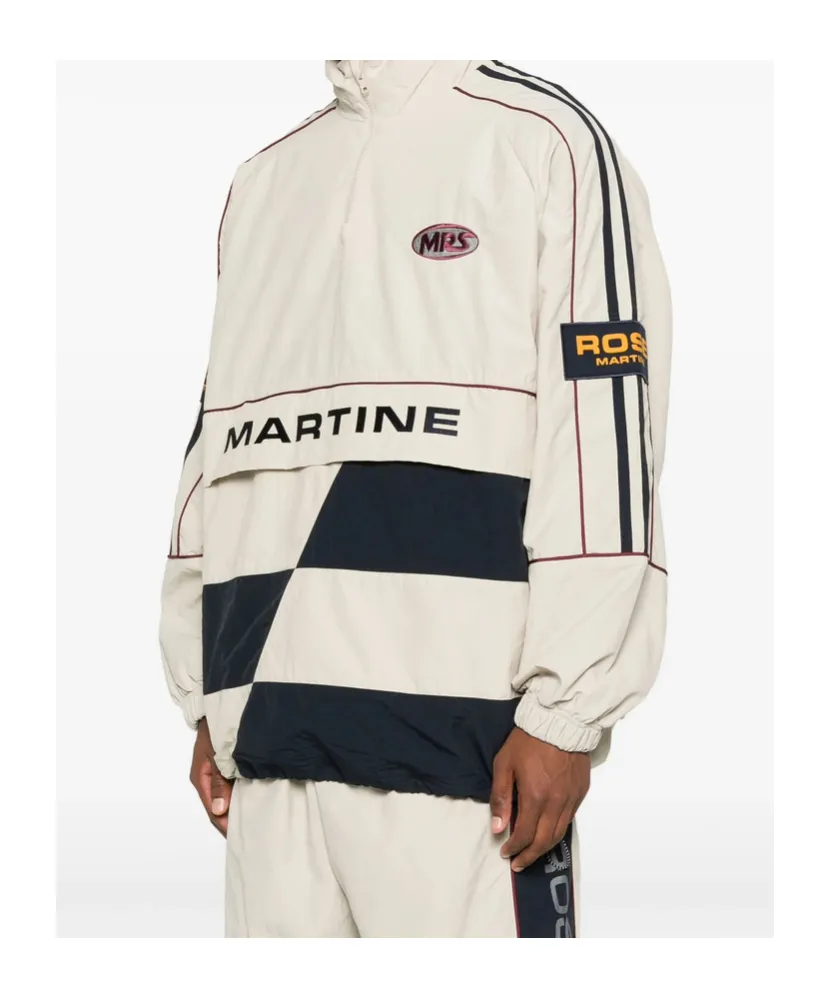 Panelled Logo-Emblem Half-Zip Sweater