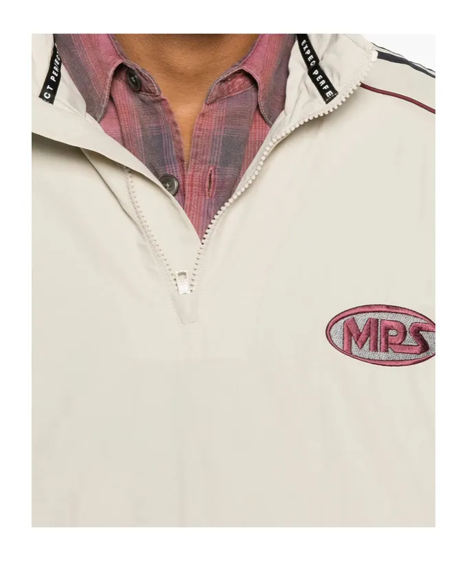 Panelled Logo-Emblem Half-Zip Sweater