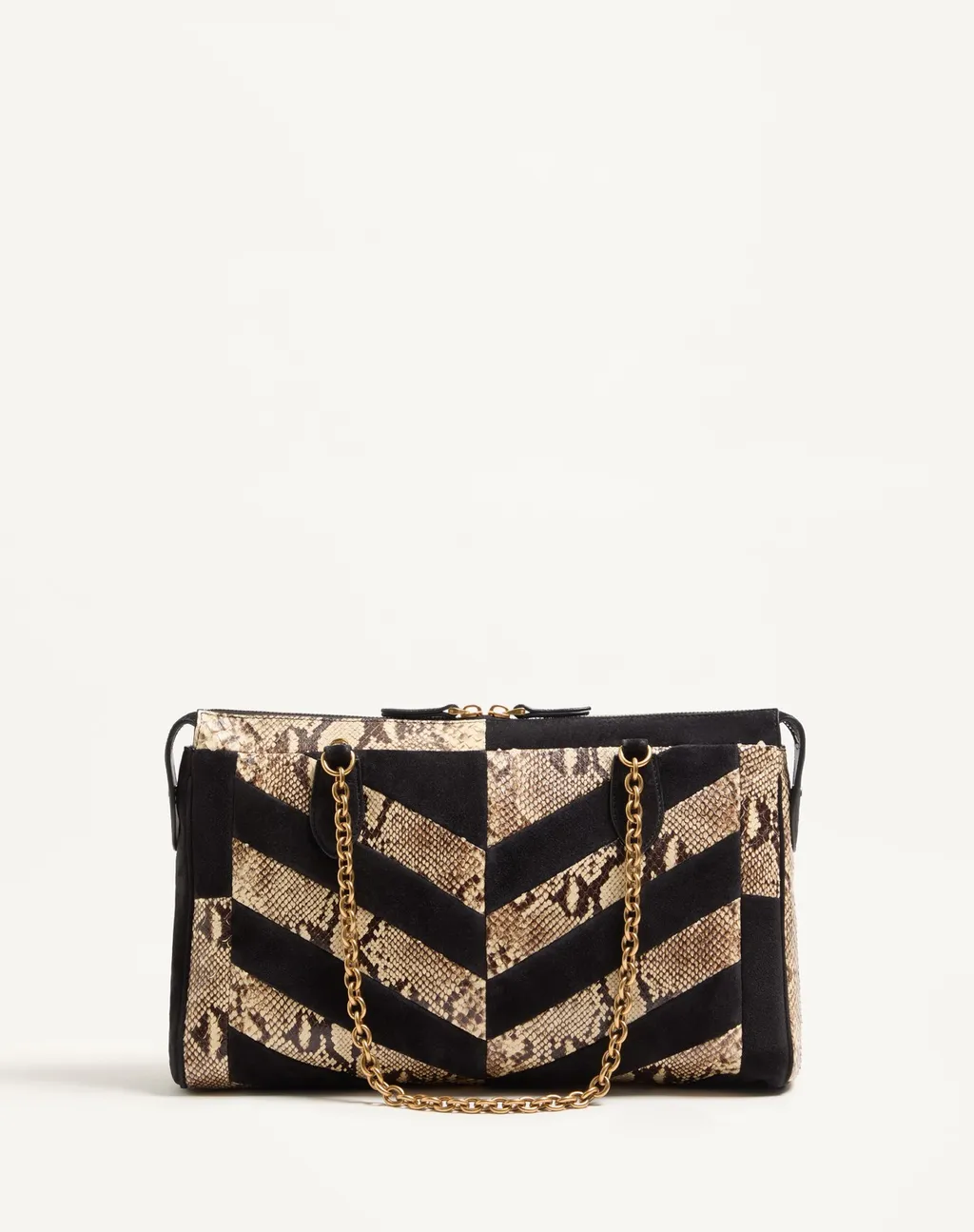Valentino Garavani Panthea Python And Suede Chevron Motif Shoulder Bag