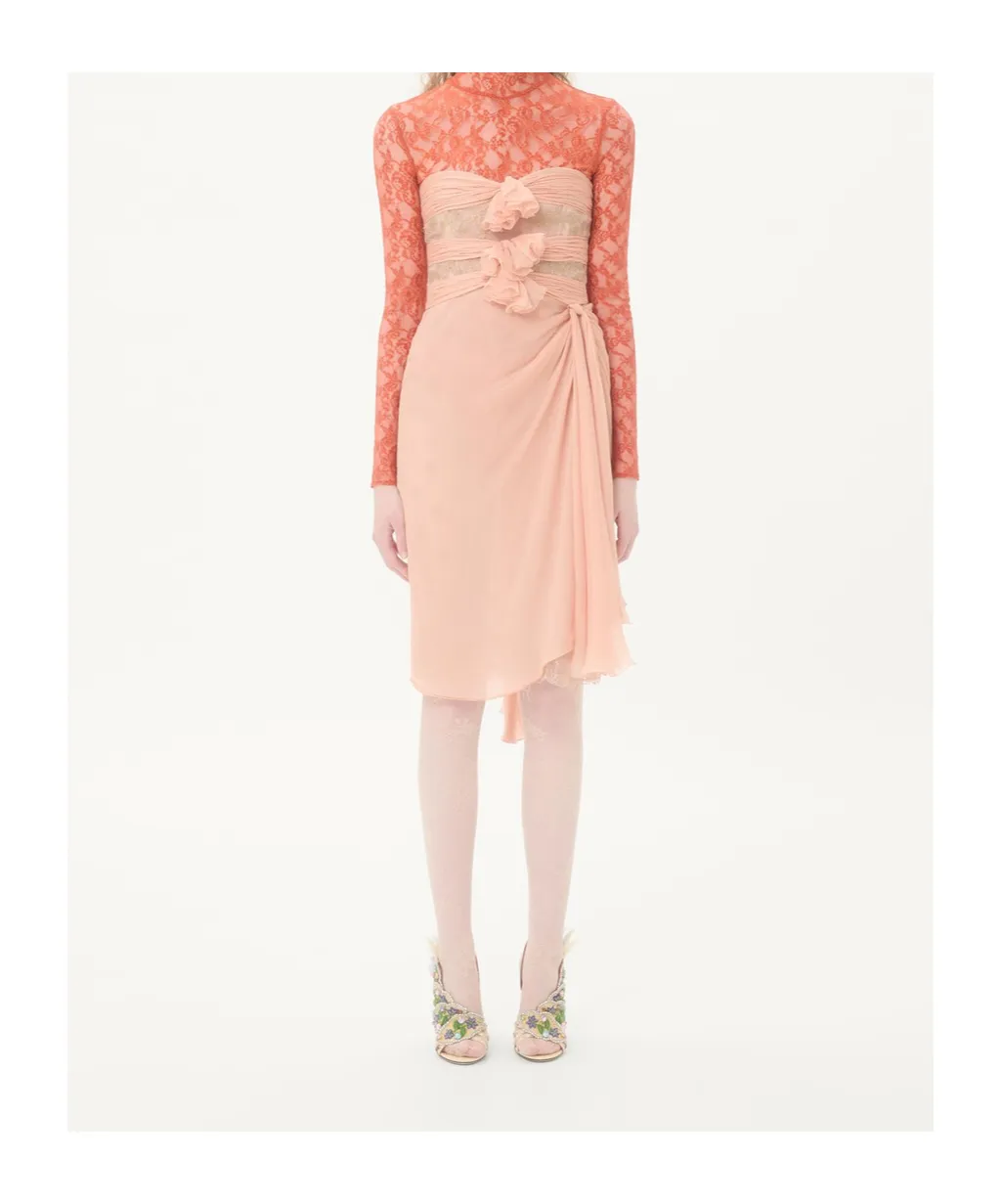 Lace-Embellishment Midi Dress