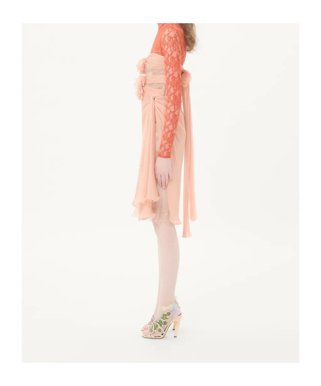 Lace-Embellishment Midi Dress