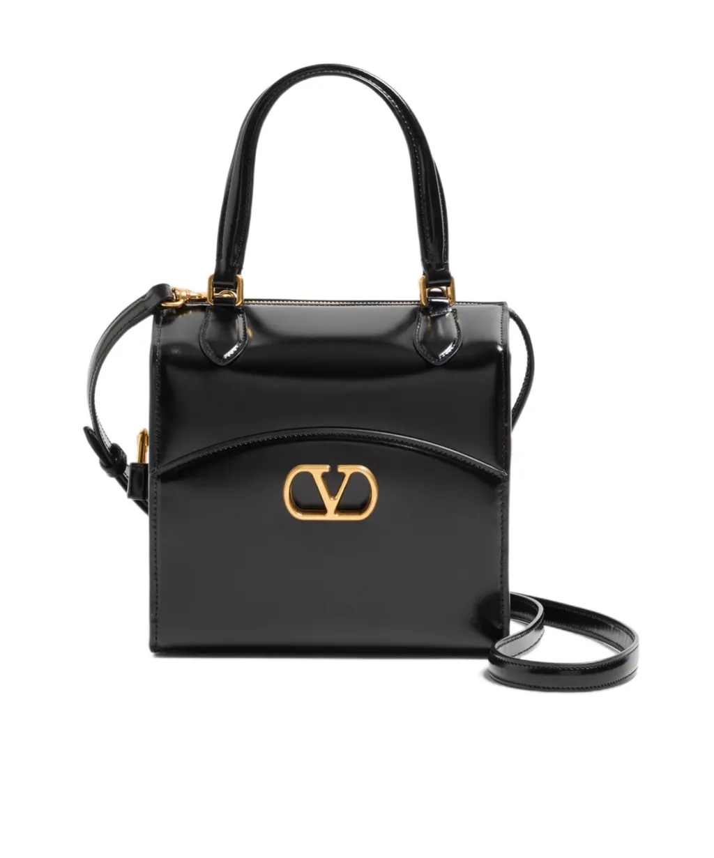 Valentino Garavani Vain-Case Bowling Bag In Shiny Calfskin