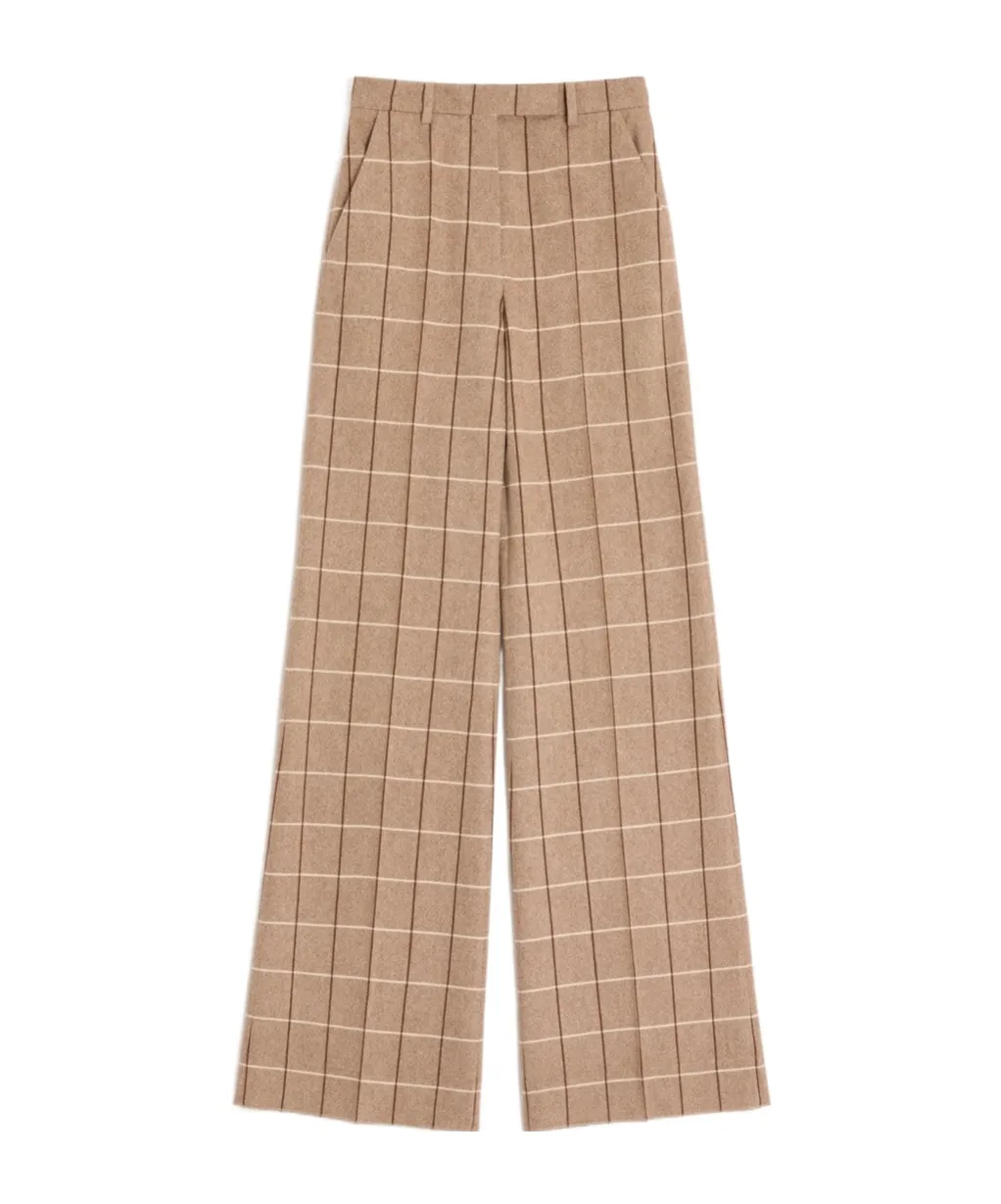 Valentino Windowpane-Checked Wide Leg Trousers