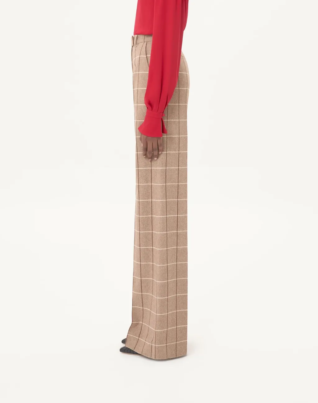 Valentino Windowpane-Checked Wide Leg Trousers