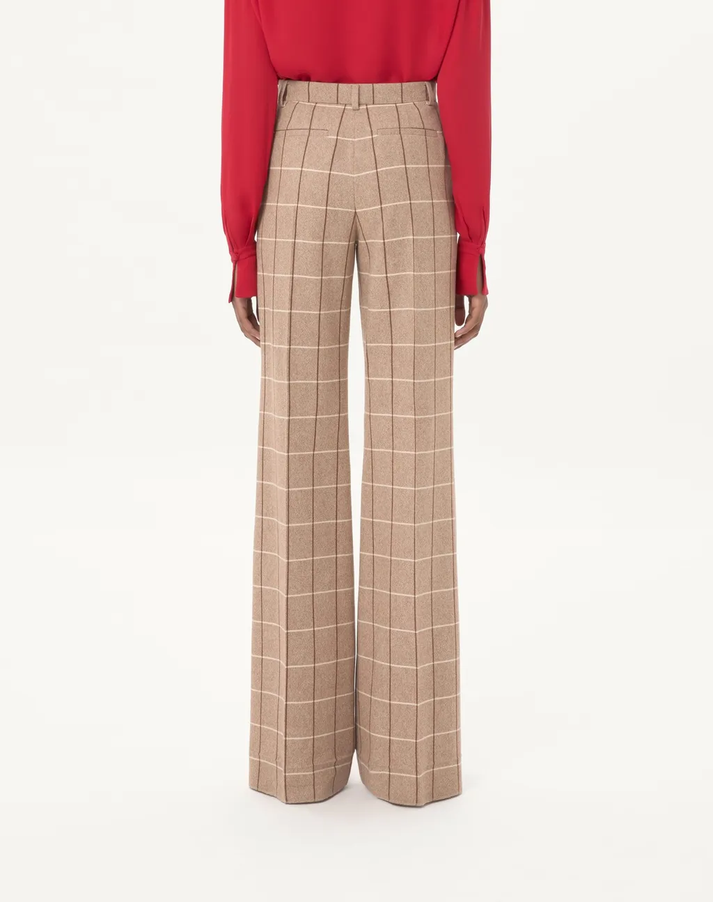 Valentino Windowpane-Checked Wide Leg Trousers