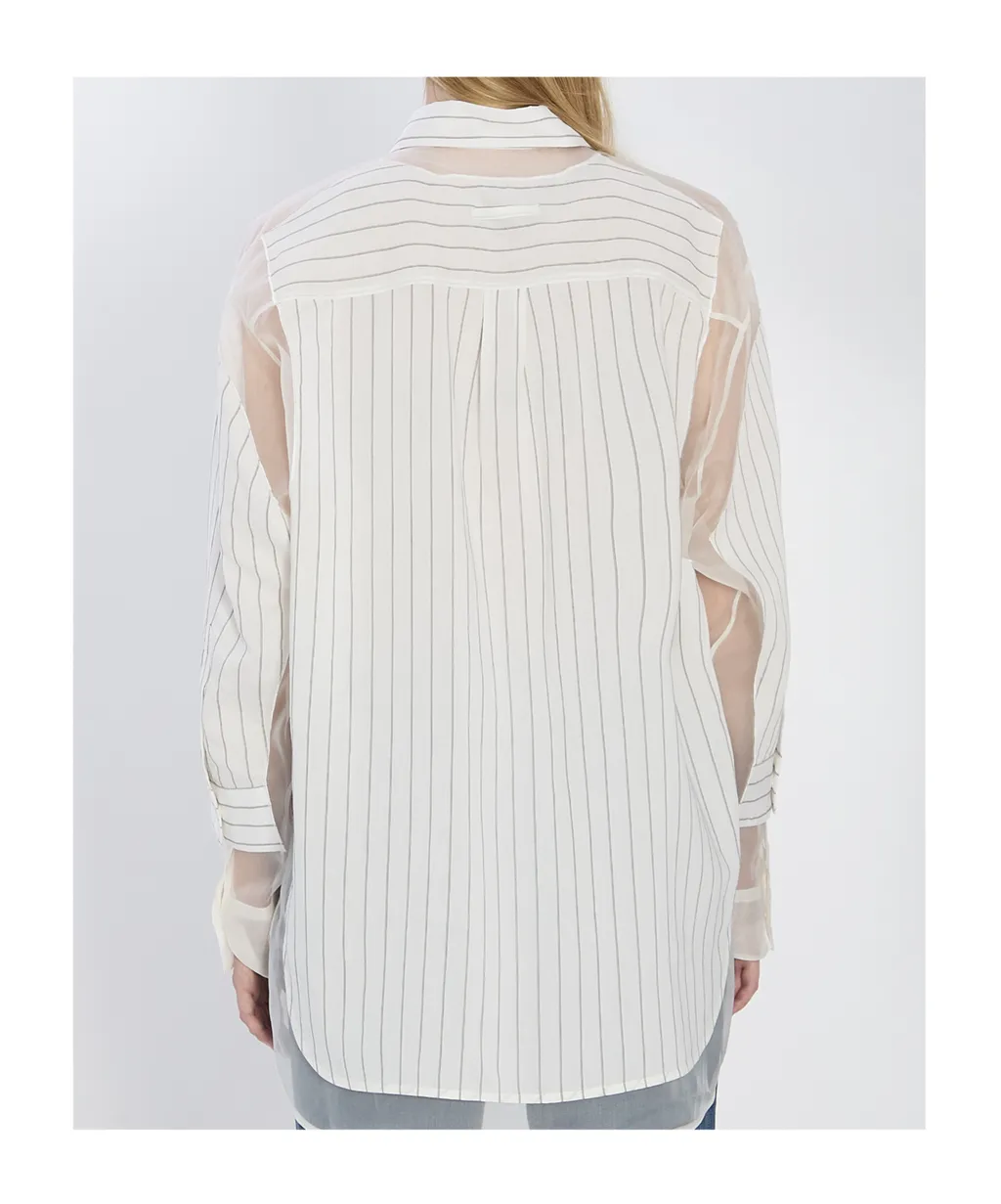 Striped Sheer-Panel Shirt
