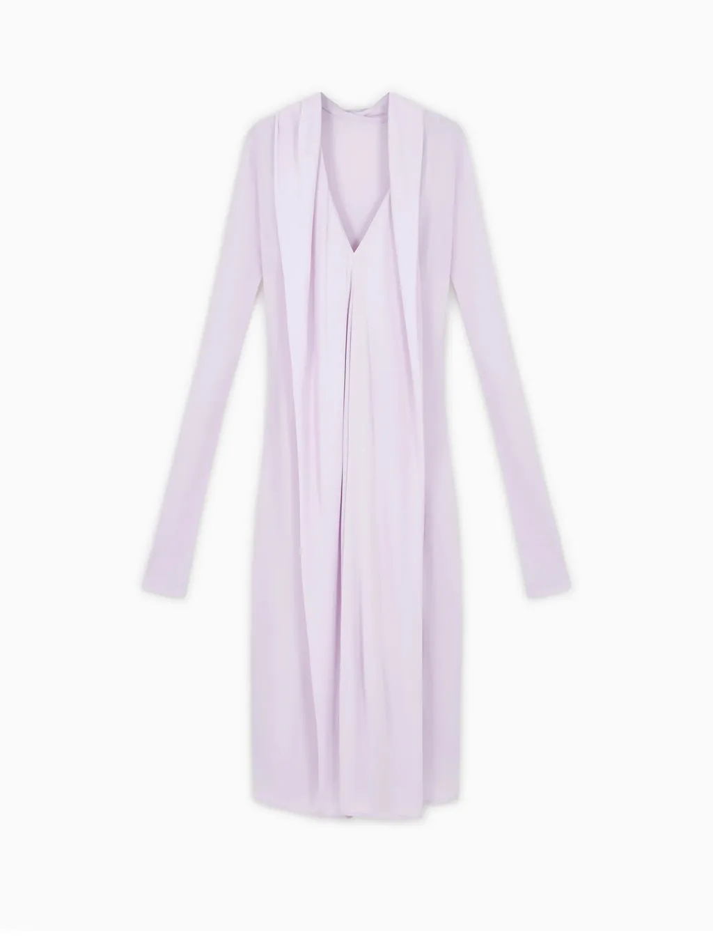 V-Neck Long-Sleeve Midi Dress
