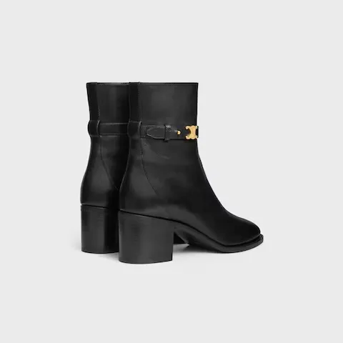Celine Garance Triomphe Strap Boot In Calfskin