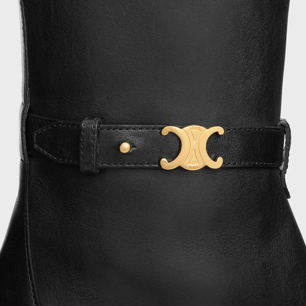 Celine Garance Triomphe Strap Boot In Calfskin
