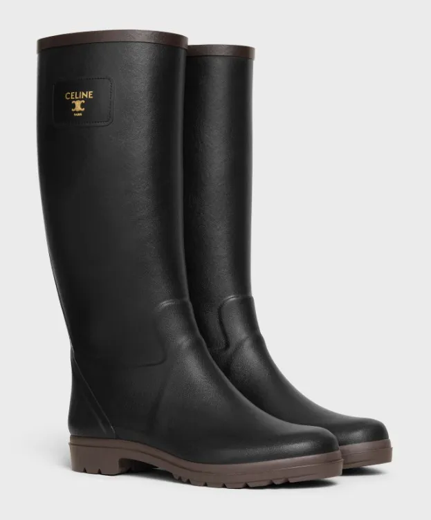 Celine Rain Boots In Natural Rubber