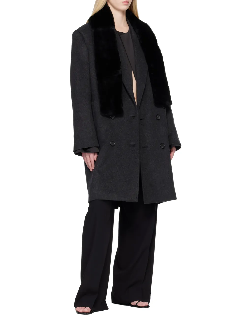 Shearling Tuxedo Scarf Black