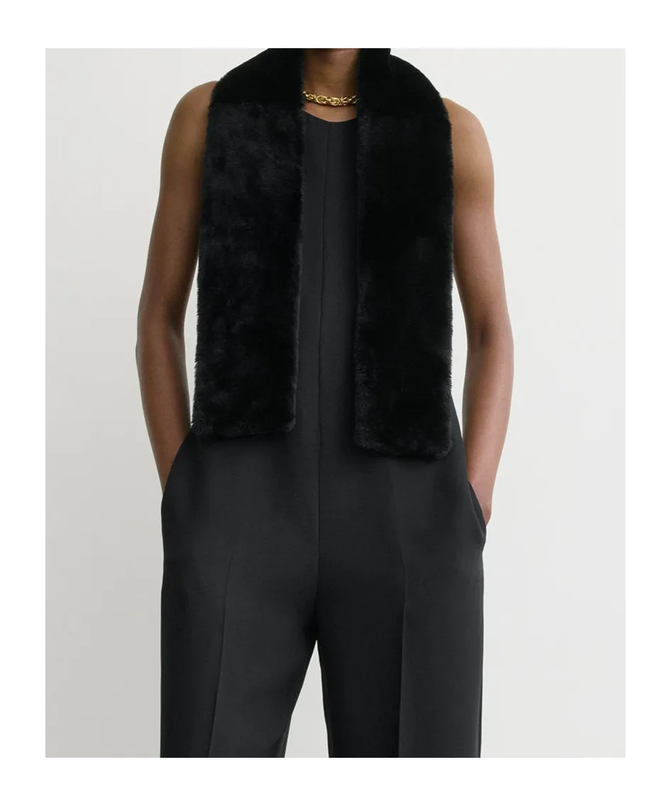 Shearling Tuxedo Scarf Black