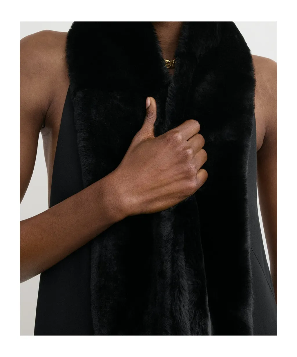 Shearling Tuxedo Scarf Black
