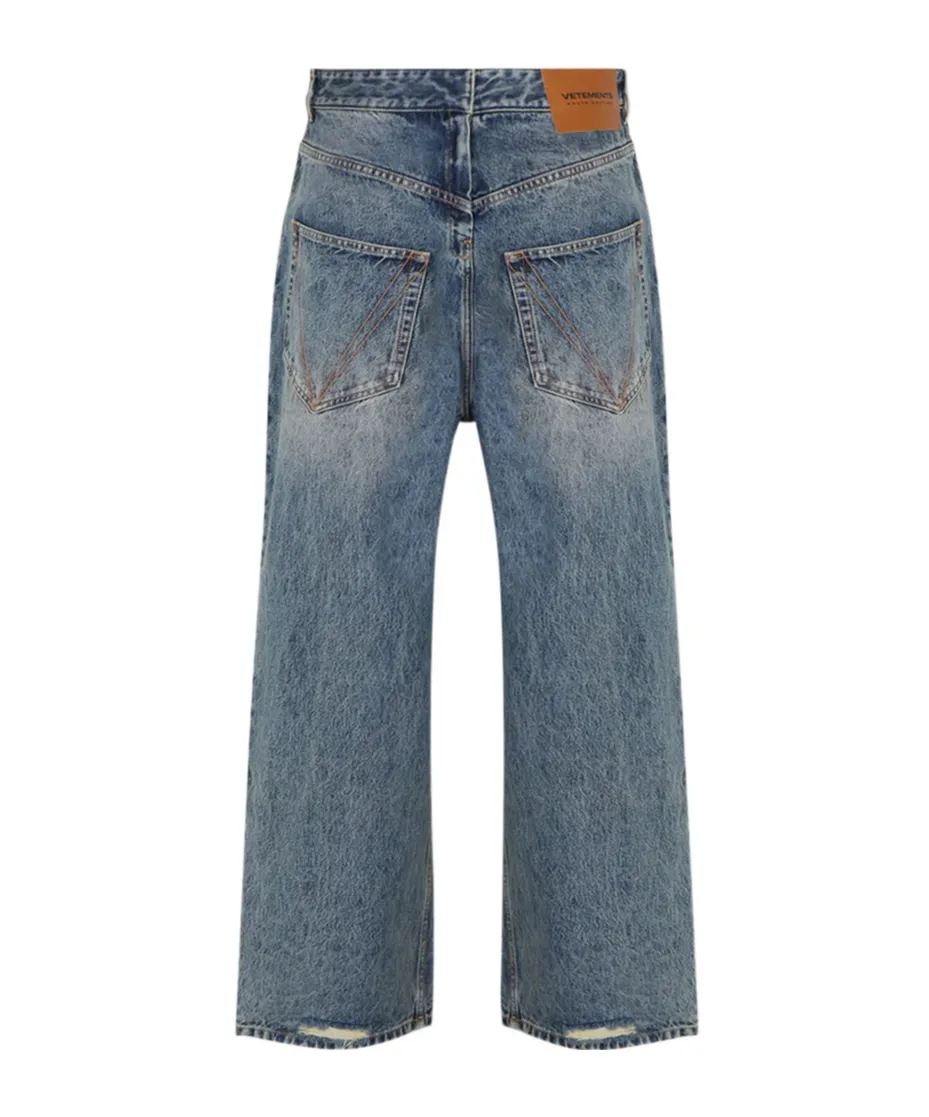 Distressed V-Yoke Jeans