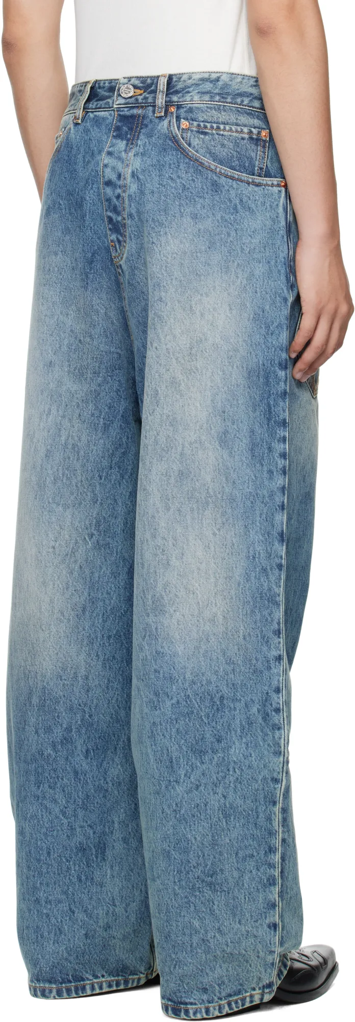 Distressed V-Yoke Jeans