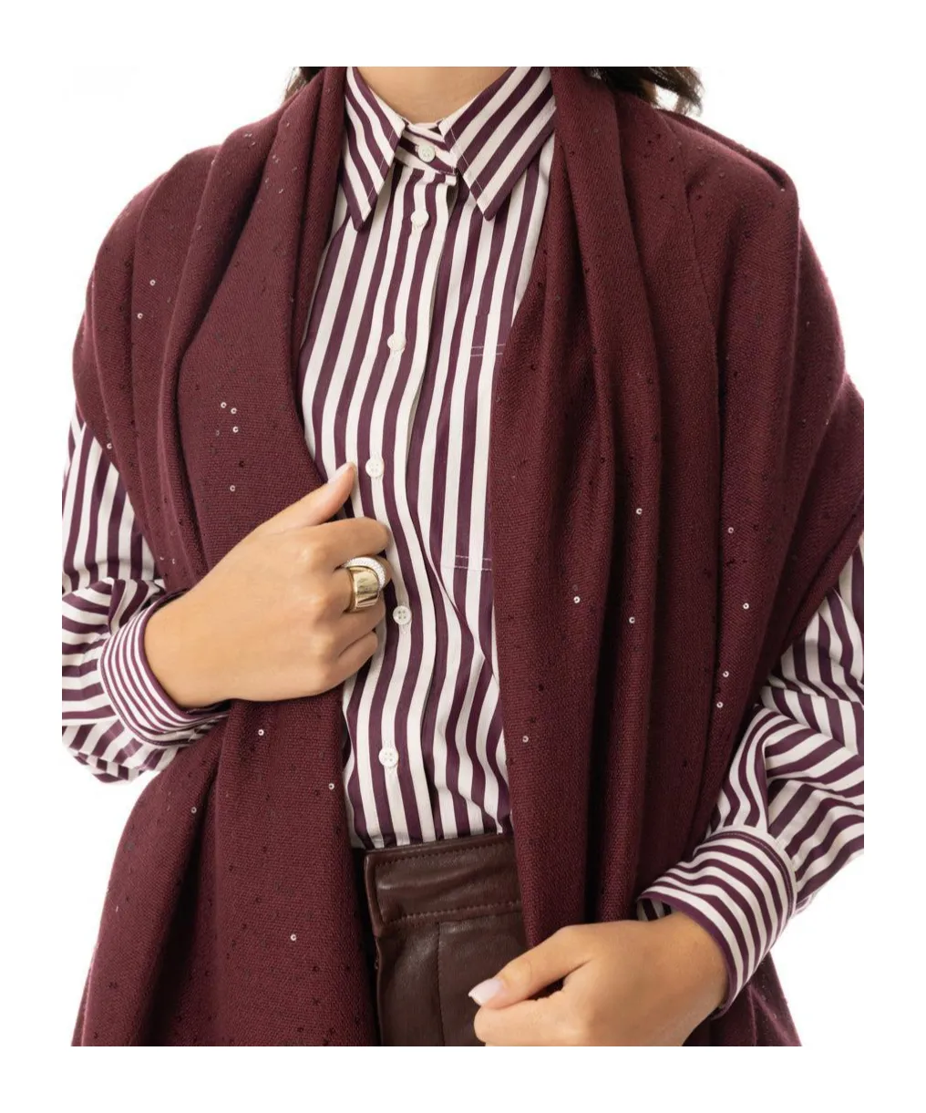 Sequin-Embellished Fringed Scarf
