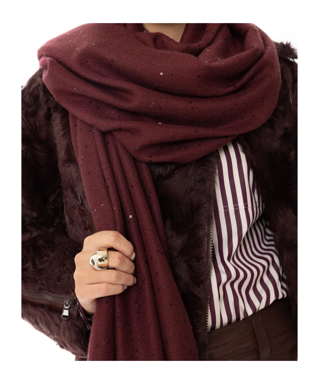 Sequin-Embellished Fringed Scarf