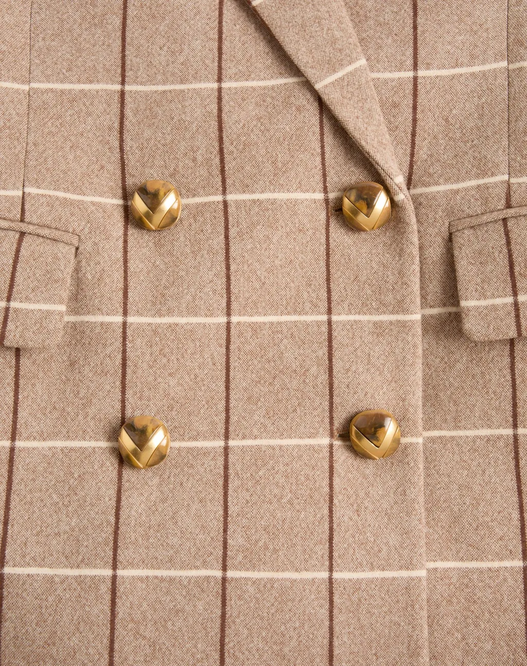 Windowpane-Check Double-Breasted Blazer