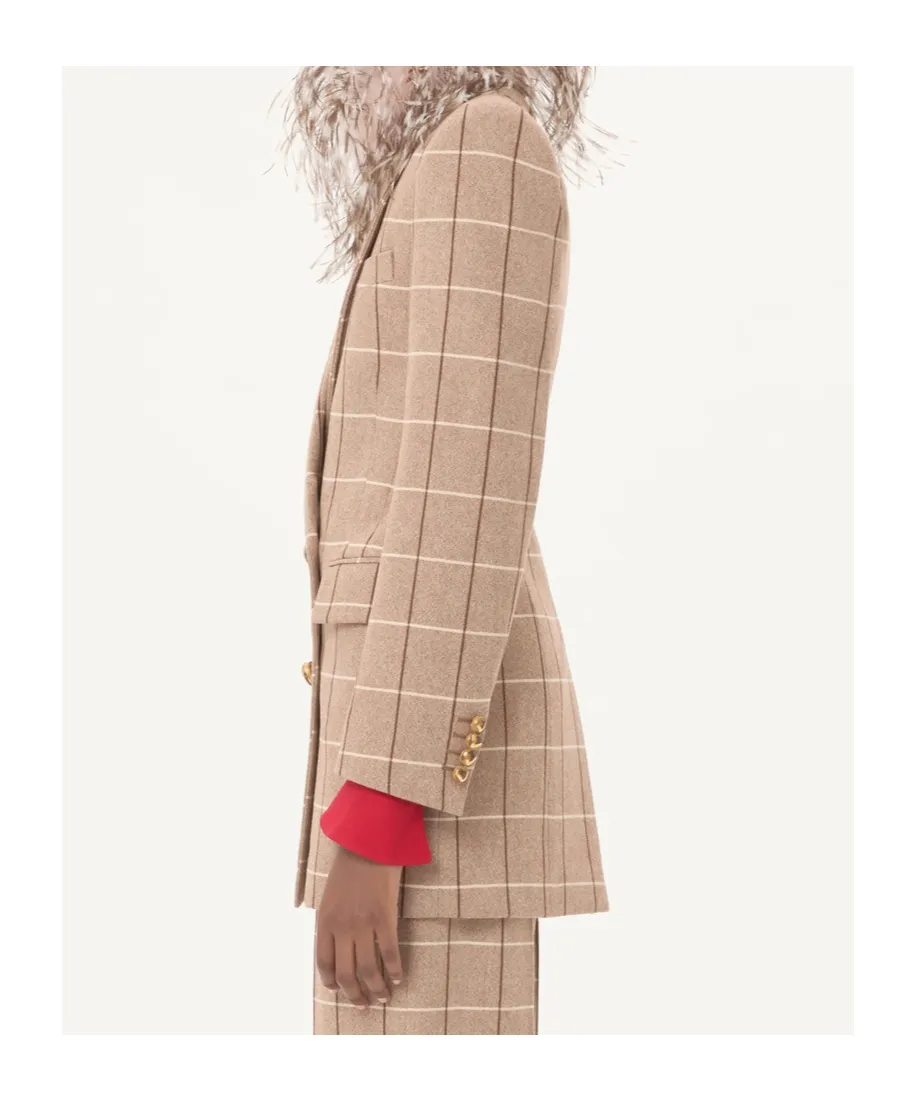 Windowpane-Check Double-Breasted Blazer