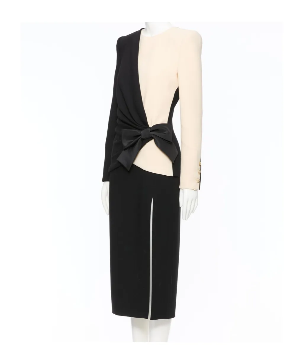 Bow-Detail Crepe Midi Dress