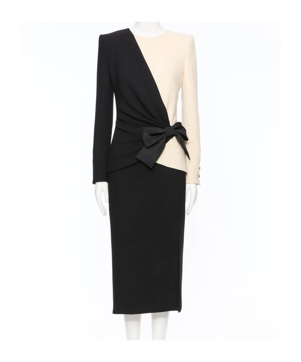 Bow-Detail Crepe Midi Dress