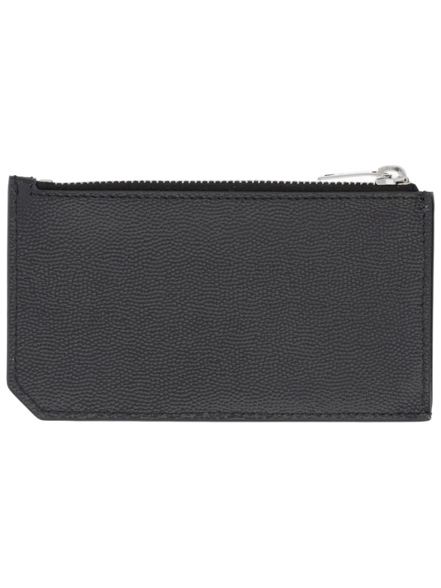 Saint Laurent Logo Stamp Zip-Up Wallet
