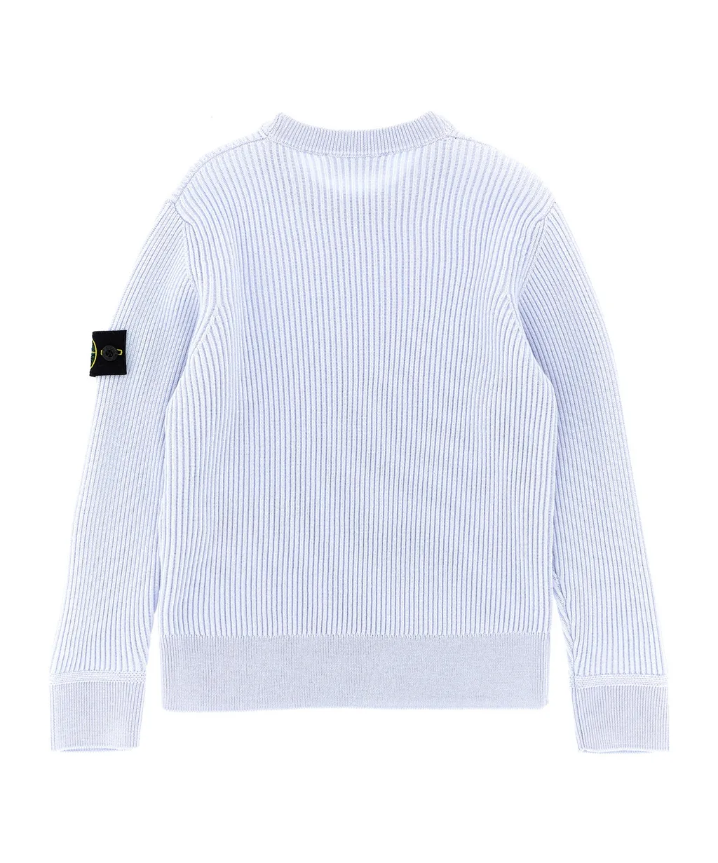 Stone Island Junior Logo Patch Ribbed Jumper