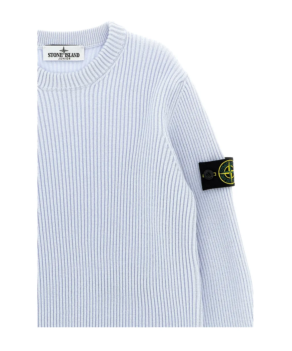 Stone Island Junior Logo Patch Ribbed Jumper