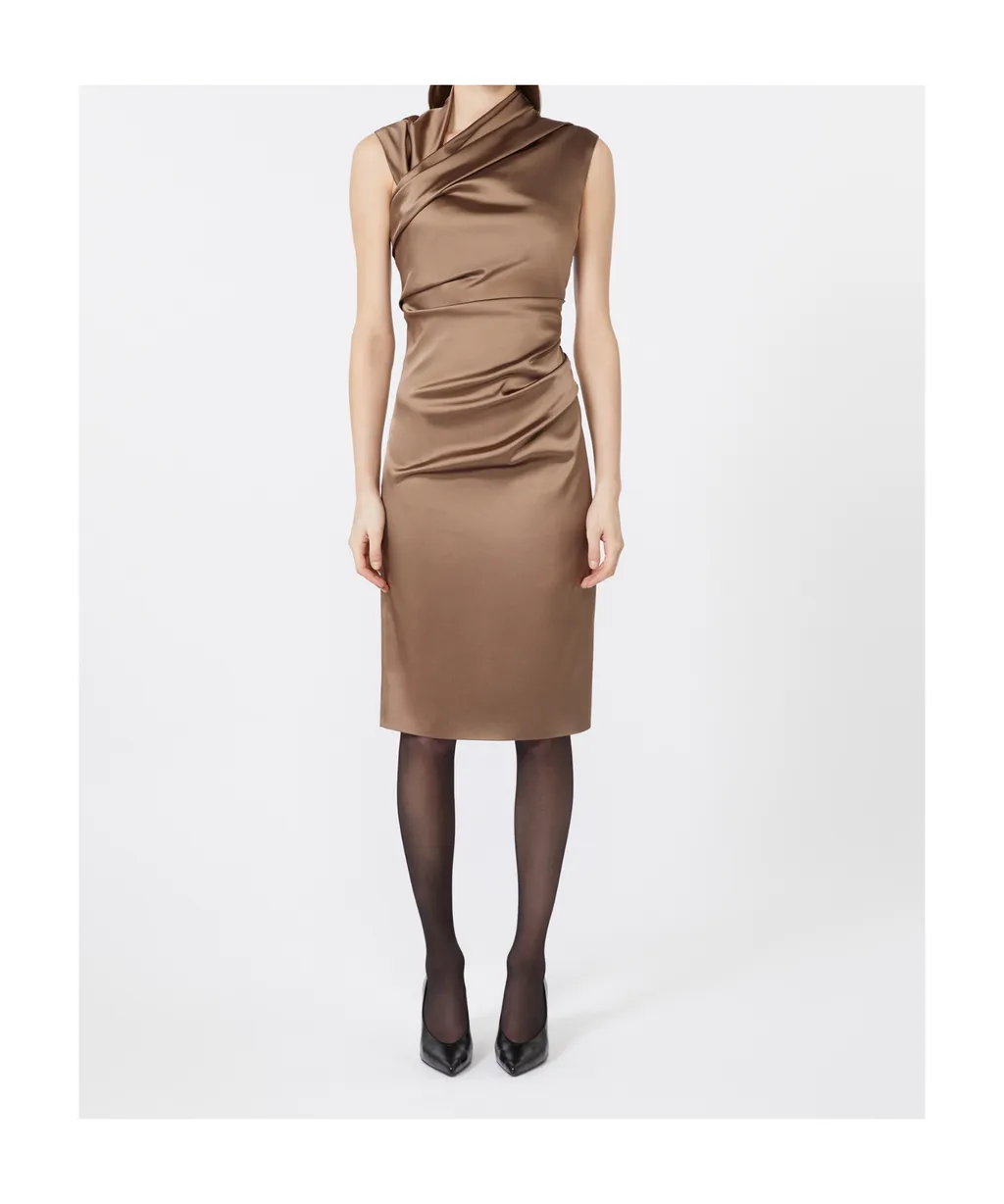 Stretch Satin Midi Dress