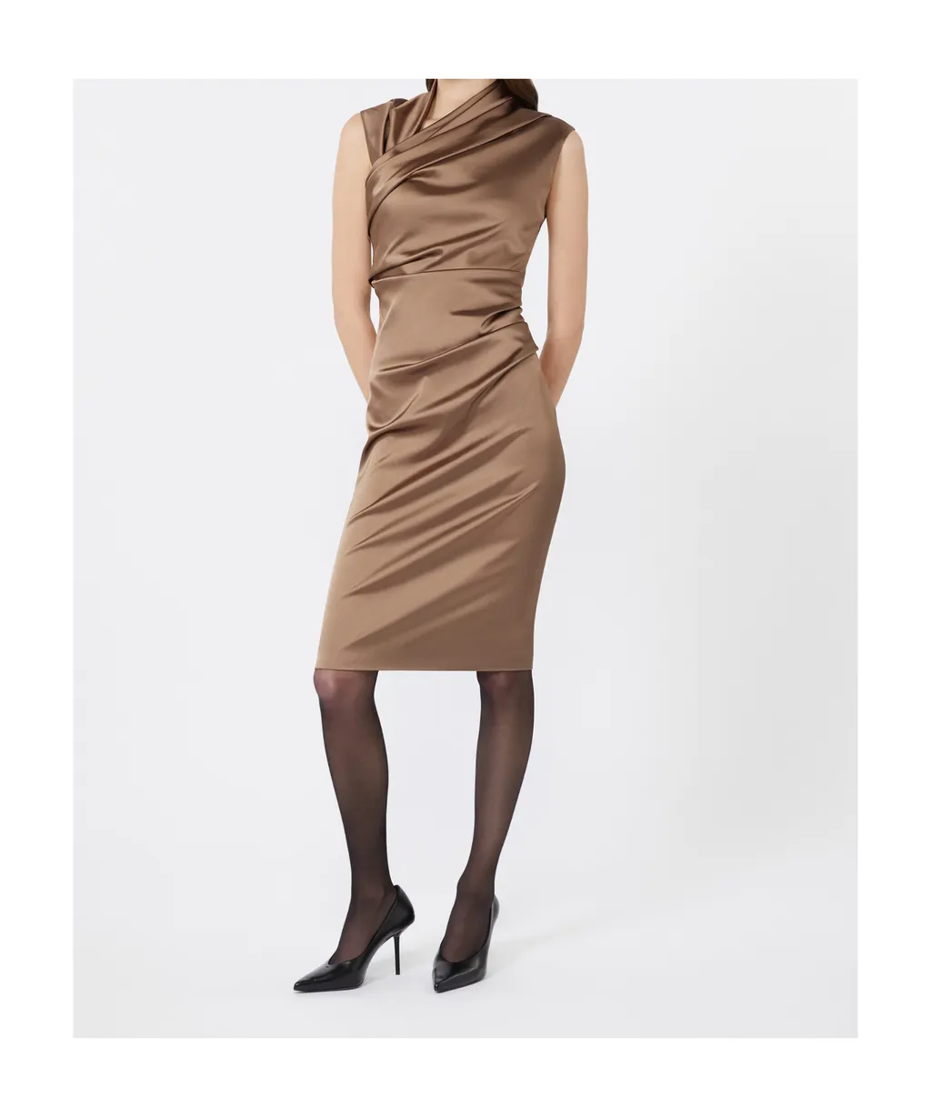 Stretch Satin Midi Dress
