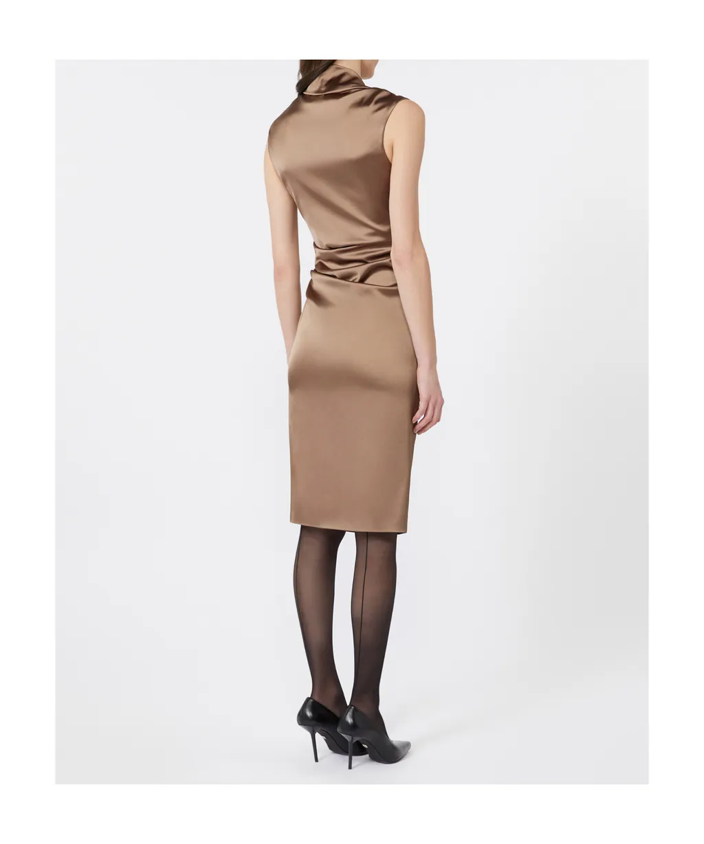 Stretch Satin Midi Dress