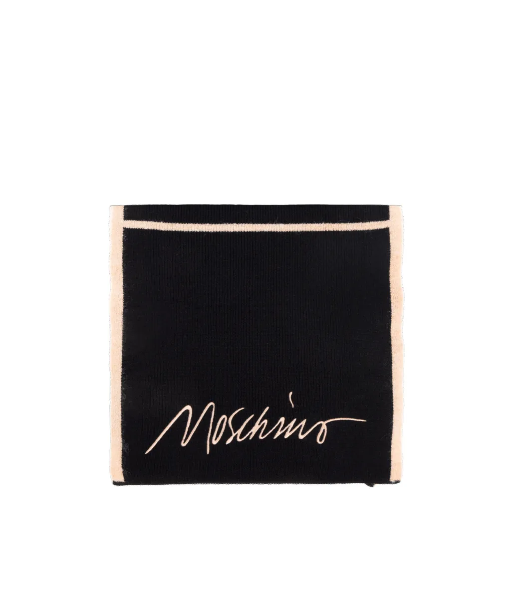 Embroidered Ribbed Scarf