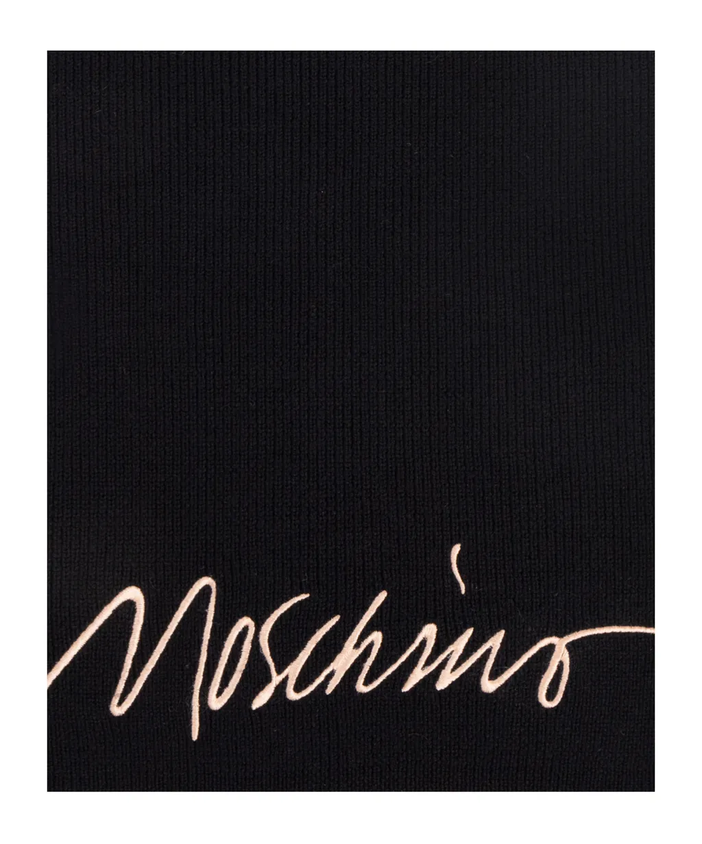 Embroidered Ribbed Scarf