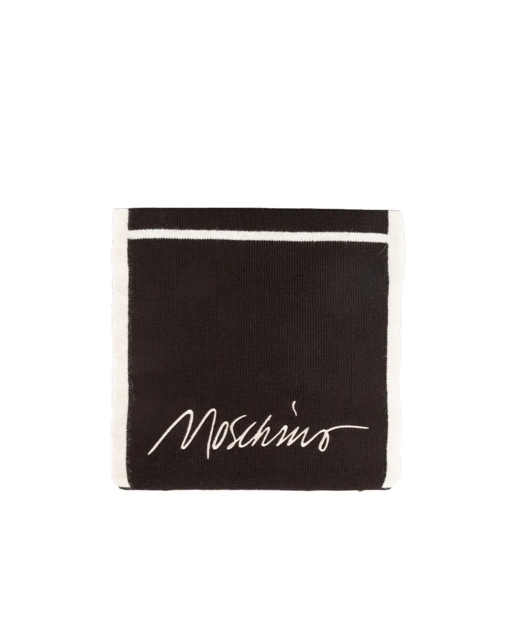 Embroidered Striped Wool-Blend Scarf
