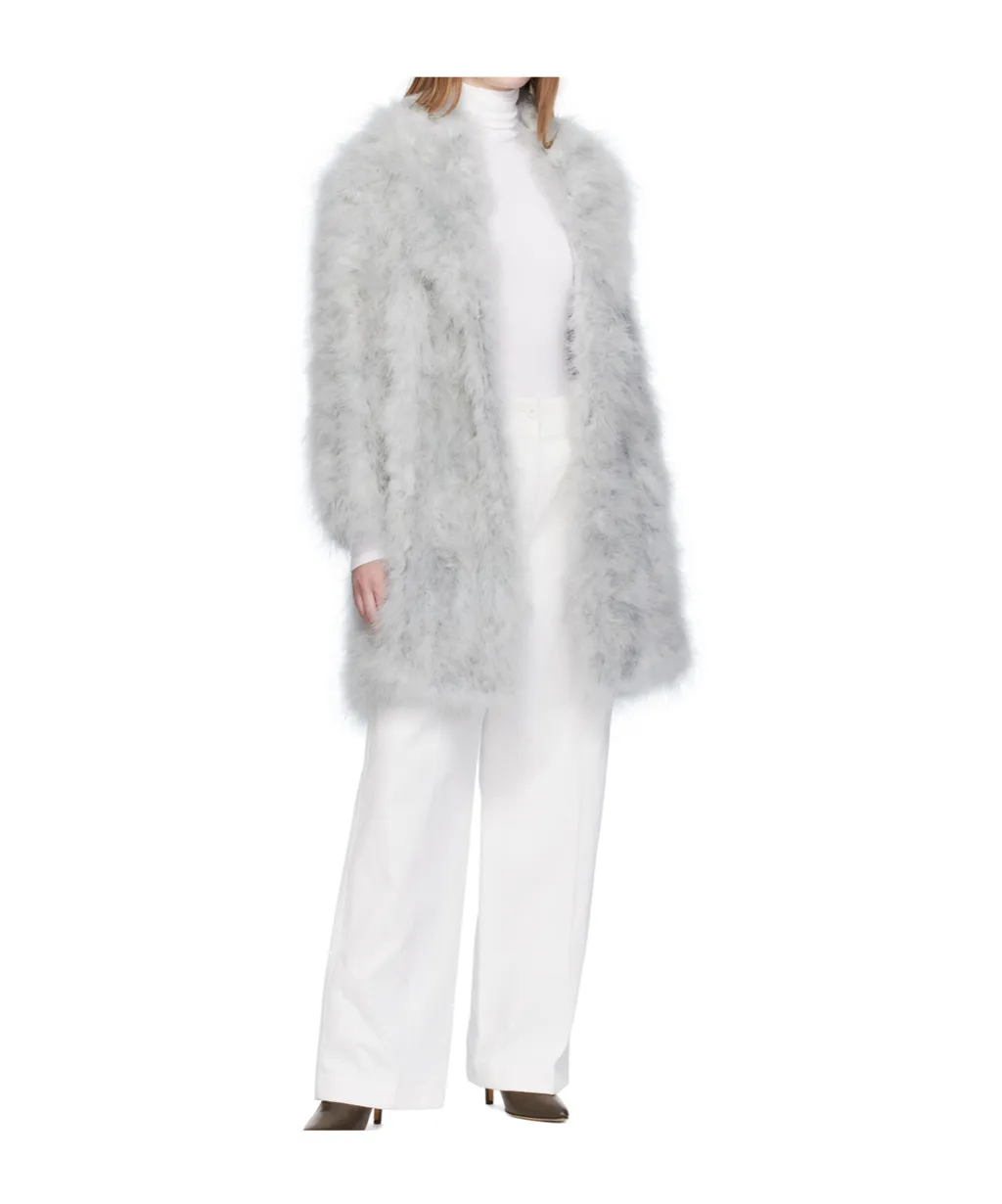 Feather Shawl Collar Coat