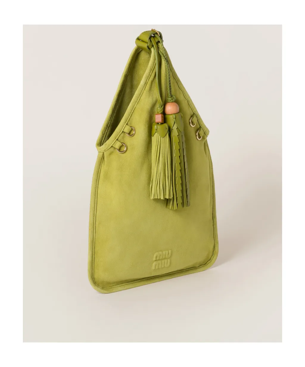 Suede Handbag With Tassels